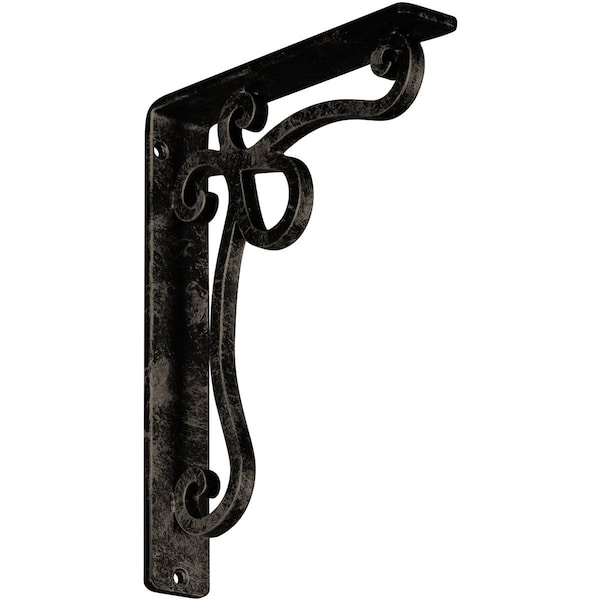 Ekena Millwork Orleans Wrought Iron Bracket, (Single center brace), Antiqued Pale Gold 1 1/2"W x 7 1/2"D x 10"H BKTM01X07X10SOLAPG - main